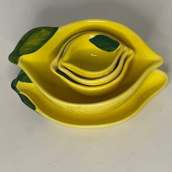 Dash Of That Ceramic Lemon Bowls and Plate Set of 5 - Picture 2 of 10